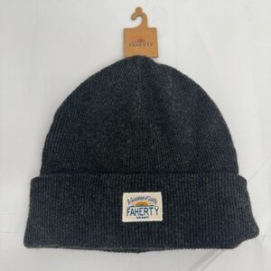 NWT Faherty Core Logo Beanie Hat Unisex OS Charcoal Polyester Nylon Wool